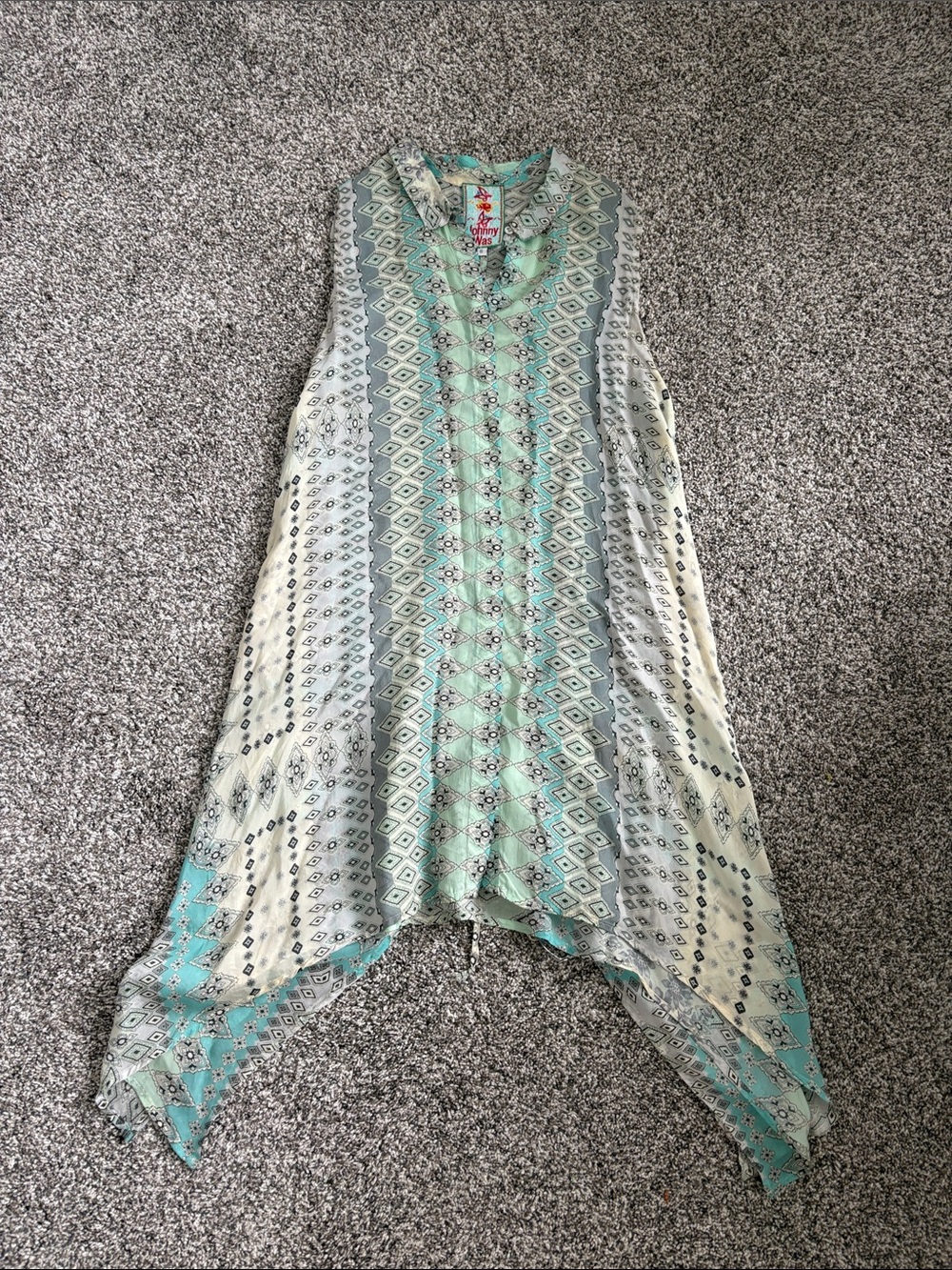 Johnny Was Arroyo Ice Floral Paisley Long Tunic Tie Top - Picture 2 of 5
